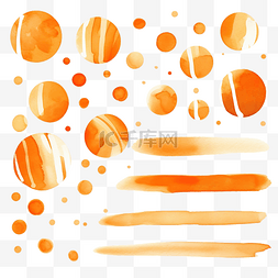 条纹斑点橙色数字水彩png