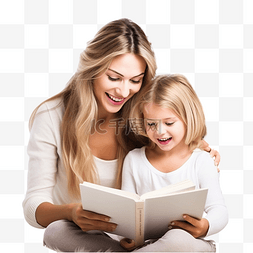看书的小姑娘图片_年轻的母亲和小女孩坐在家里的圣