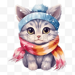 下雪猫图片_可爱舒适多彩雪冬猫小猫