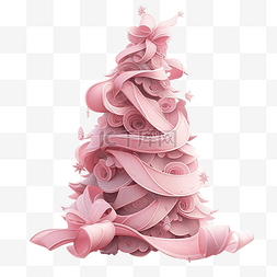 粉红色喜庆背景图片_粉红色华丽丝带圣诞树