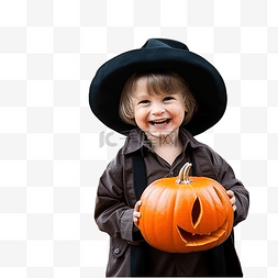 微笑着的小男孩图片_秋季公园里快乐可爱的小男孩带着