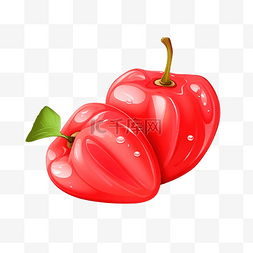 玫瑰苹果水果插画
