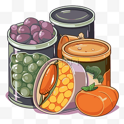 罐头卡通图片_罐头蔬菜和糖果 剪贴画 向量