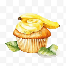 香蕉糖果图片_水彩松饼香蕉