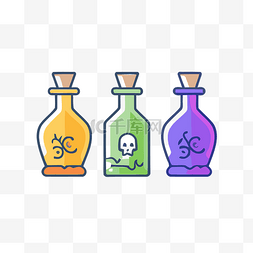高清水瓶图片_两个不同颜色的瓶子和一个头骨 