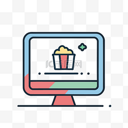 高清电影图标图片_电脑屏幕上显示爆米花的图标 向