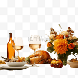 感恩素材图片_感恩节庆祝传统餐桌设置概念