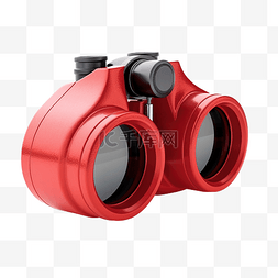 手探索图片_红色双筒望远镜，带眼睛隔离 3D 