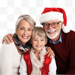 快乐的祖父母和孙子一起准备圣诞