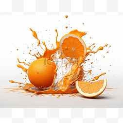 橘子从橘子的开口处飞溅出来