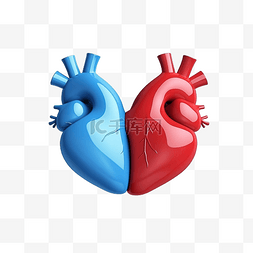血管生理图片_3d 风格的蓝色和红色人心元素