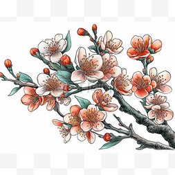 日式樱花手绘插画