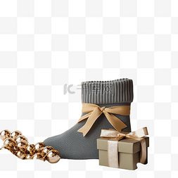 圣诞组合物，配有装饰性袜子和礼
