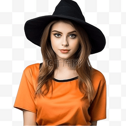 服装街道图片_一件橙色衬衣的美丽的女孩