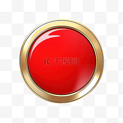 红色流光图片_带有金色轮廓的红色圆形按钮