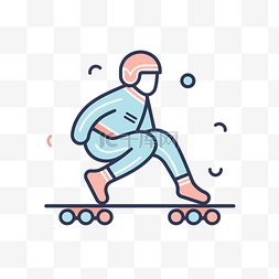 轮滑包装设计图片_溜冰者矢量线样式图标插画