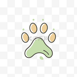 一丝香气图片_动物爪子图标是绿色的，带有一丝