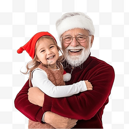 白种人祖父带着小孙女庆祝圣诞节