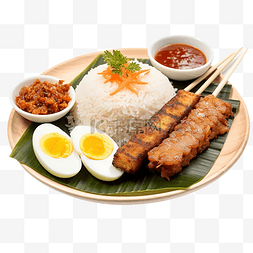印度尼西亚人图片_一盘米饭和鸡蛋沙爹