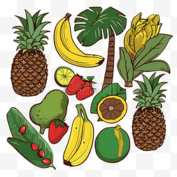 牙买加剪贴画热带水果是手绘卡通