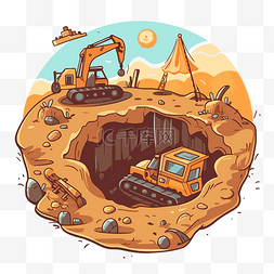 挖掘剪贴画挖掘机和挖掘机在沙漠
