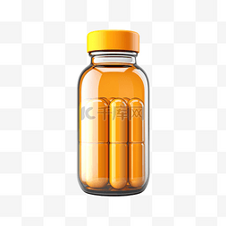 瓶子胶囊图片_药胶囊瓶的 3d 插图
