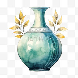 水彩复古元素花瓶
