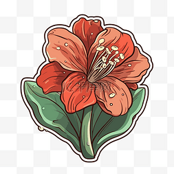 阿利的红斗篷图片_五颜六色的花和叶子贴纸设计插图