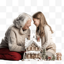孙女图片_祖母和孙女在舒适的环境中