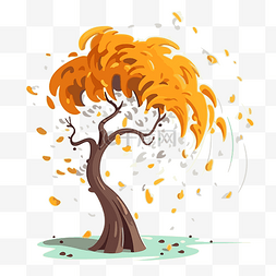 倒下的树剪贴画卡通插图一棵秋天