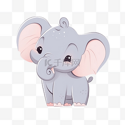 有趣大象图片_可爱的卡通动物人物剪贴画为着色