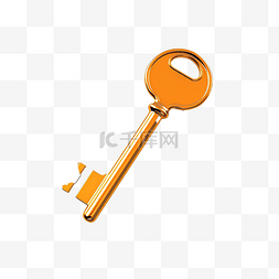 安全键盘锁图片_关键 3d 渲染橙色