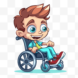 轮椅剪贴画 卡通坐在轮椅上的男