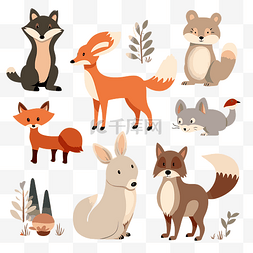 动物剪贴画图片_可打印的免费林地动物剪贴画不同