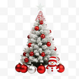 金色禮盒图片_挂着红球的装饰圣诞树