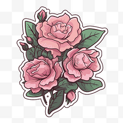 花束剪贴画中带有粉红玫瑰的贴纸