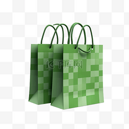 复选标记图片_3d 最小绿色购物纸袋，带有复选标