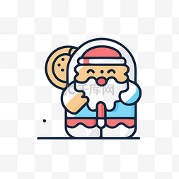 圣诞老人与饼干图标 向量