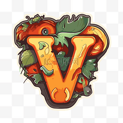 纸的字体设计图片_字母 v 是用蔬菜和其他食物剪贴画