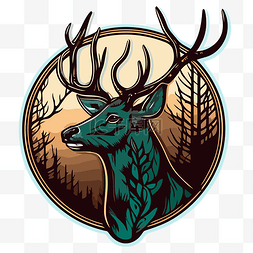 树林里的鹿图片_关于在树林里狩猎鹿的矢量设计剪