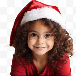一个小女孩在圣诞装饰的房子里戴
