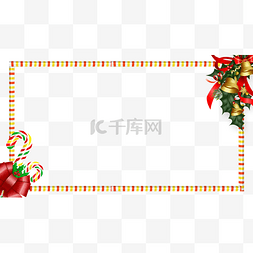 金色卡通蝴蝶结图片_圣诞节糖果边框横图可爱拐杖糖果