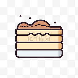 提拉米苏背景图片_分层面包店图标在白色背景上堆叠