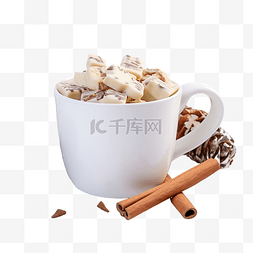 桌上杯子图片_白色木桌上杯子装饰中的圣诞牛轧