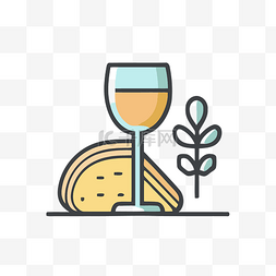 葡萄酒像素图片_酒杯和面包 向量