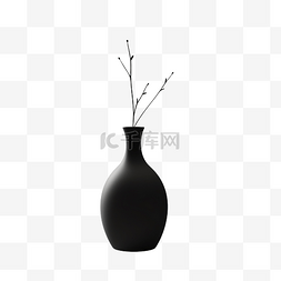 简约陶瓷花瓶剪影插画