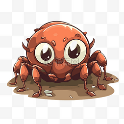 泥土图片_爬行剪贴画可爱的卡通蜘蛛坐在泥