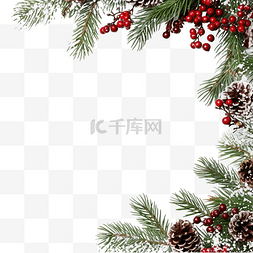 圣诞装饰框图片_由圣诞树枝制成的框架的一角