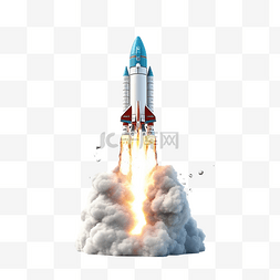 火箭发射和宇宙空间的 3d 渲染