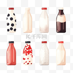 拧开的瓶盖图片_最小风格的牛奶瓶和瓶盖插图